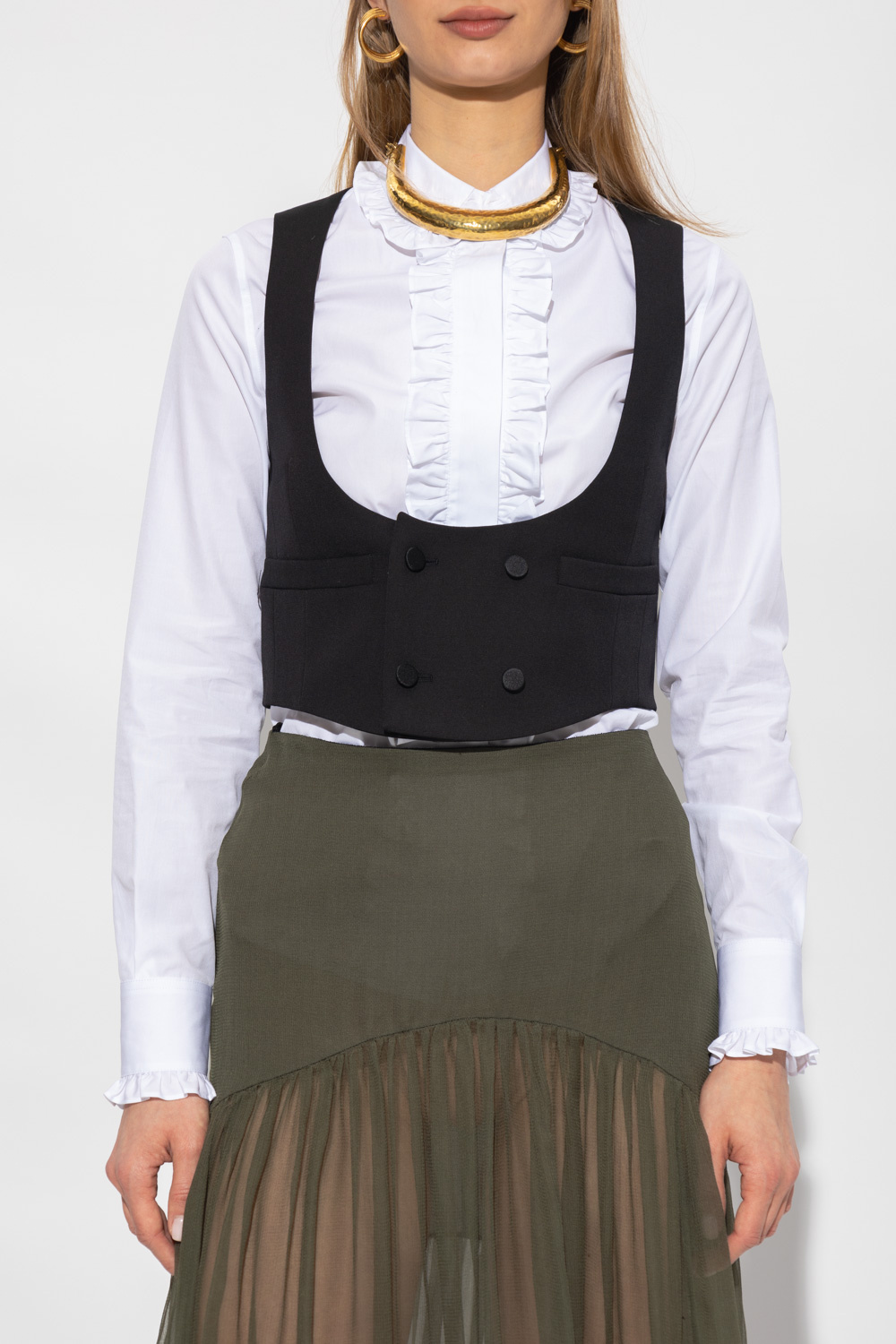 Black Wool vest Saint Laurent - SchaferandweinerShops Japan